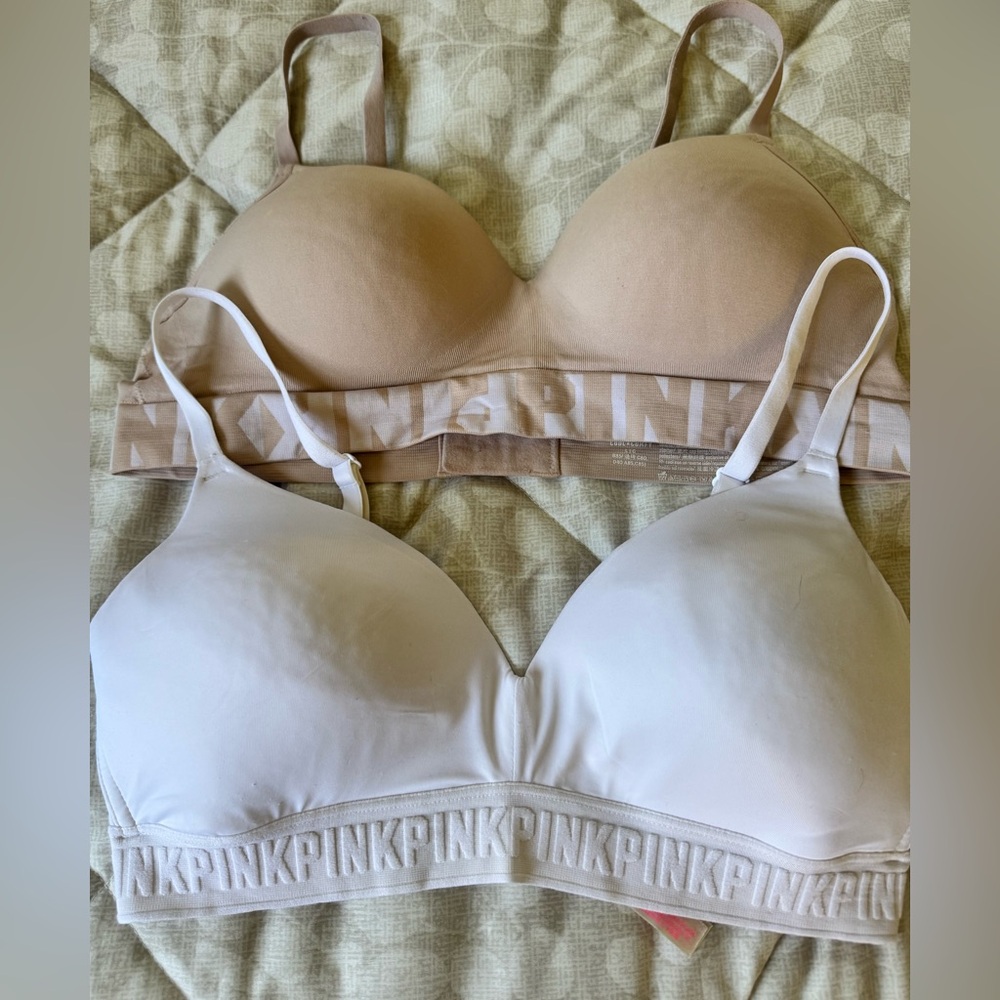 Victoria's Secret PINK -White and Nude Comfort Bras
